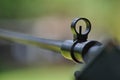 Closeup of a Mosin Nagant Rifle Gun with a Bayonet Attached