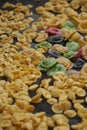 A closeup shot of a colorful orecchiette pasta Royalty Free Stock Photo