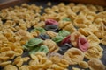 A closeup shot of a colorful orecchiette pasta Royalty Free Stock Photo