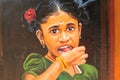 Closeup image of painted onto a wall in Chennai, India.