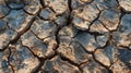 A closeup image of a parched sunbaked ground lined with deep cracks and devoid of any signs of greenery