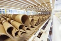 Closeup image of pleat cardboard row at factory background Royalty Free Stock Photo