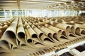 Closeup image of pleat cardboard row at factory background Royalty Free Stock Photo