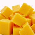 Closeup image showcasing diced cheddar cheese cubes Cheese Dairy Royalty Free Stock Photo