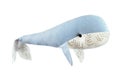 Closeup image of soft toy whale pillow with ornament isolated Royalty Free Stock Photo
