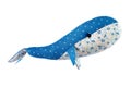 Closeup image of soft toy whale pillow with ornament isolated Royalty Free Stock Photo