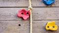 Closeup photo of special wall for climbing on playground