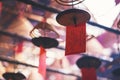 Spiral incenses hanging from the ceiling in Chinese temple