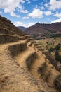 Closeup of Inca's terraces in Pisac, Sacred Valley, Peru