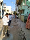 Closeup of Indian Peoples Standing in a Queue for a Mutton during Ugadi Festival near Laggere Main Road