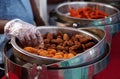 Indian street food vendor sell mutton or non vegetarian kababs Royalty Free Stock Photo