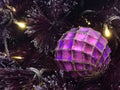 Closeup indoor christmas tree with decoration