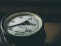 Closeup of an industrial pressure gauge. Royalty Free Stock Photo