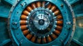 A closeup of the inner workings of a tidal energy generator revealing the advanced technology and engineering behind Royalty Free Stock Photo