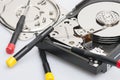 Closeup inside Hard Drive Royalty Free Stock Photo