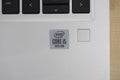 Closeup on Intel CORE i5 Gen 10th label on laptop