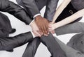 Closeup.international business team showing their unity. Royalty Free Stock Photo