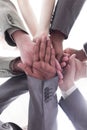 Closeup.international business team showing their unity. Royalty Free Stock Photo