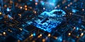 Closeup of intricate data encryption coding with secure symbols representing advanced security