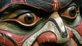 A closeup of intricate face paint on the shamans and forehead representing the spirits they are communing with