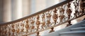 Closeup of intricate wrought iron railing on staircase Royalty Free Stock Photo