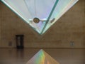 Closeup of the inverted triangle at The Louvre Museum in Paris, France