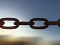 Closeup of iron chain on blue sky background. Strength and connection symbol. Motivational business backgrounds. Copy space Royalty Free Stock Photo