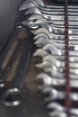 Closeup of iron spanners set Royalty Free Stock Photo