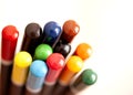 Closeup isolated against white, coloured pencils Royalty Free Stock Photo