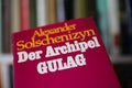 Closeup of isolated Alexander Solschenizyn Archipel Gulag book cover