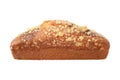 closeup isolated cinnamon loaf cake on white