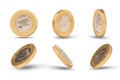 Closeup of Isolated of One Pound sterling coins on white background with clipping path Royalty Free Stock Photo