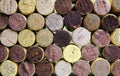 Closeup of isolated stack many wine corks for background Royalty Free Stock Photo