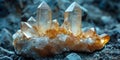 Closeup of isolated white quartz crystal with piezoelectric properties second most abundant mineral