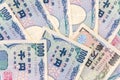 Closeup Japanese currency yen bank notes