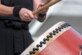 Closeup of a Japanese Taiko Drummer Royalty Free Stock Photo