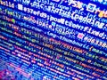 Closeup of Java Script,. Abstract technological background with digits and lines. Source code close-up. Web abstract programming Royalty Free Stock Photo