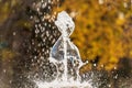 Closeup of a Jet of Water and Splashes of a Fountain