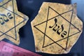 Closeup of a Jewish badge