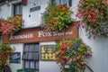 Closeup on Johnnie Foxs sign. Pub and restaurant established in 1798