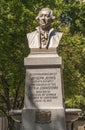 Closeup of Joseph Johns statue, downtown Johnstown, PA, USA