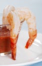 Closeup jumbo fresh shrimp and seafood sauce