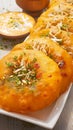 Closeup Kachori, a savory and aromatic Indian treat.