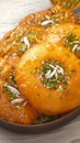 Closeup Kachori, a savory and aromatic Indian treat.