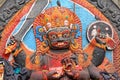 Closeup of Kal Bhairav statue at Kathmandu Durbar Square in Kathmandu, Nepal