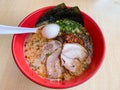 Closeup karaka spicy miso ramen with egg and chashu Royalty Free Stock Photo
