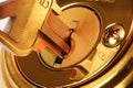 Closeup of key in lock