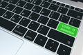 Closeup keyboard with green button-COVID-19 Prevention Royalty Free Stock Photo