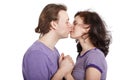 Closeup kissing young couple.