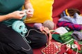 Closeup of a knitting woman Royalty Free Stock Photo